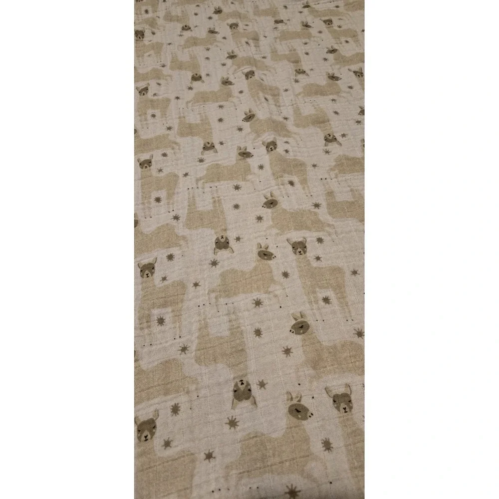 Lulujo Baby Cotton Muslin Swaddle Llama Swaddle Blanket, 47x47-Inch